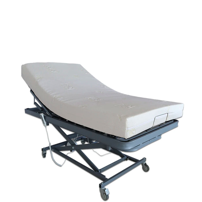 Cama Articulada Geriátrica de Hospital con Carro Elevador con Colchon Visco