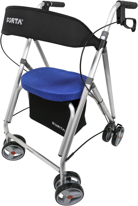 Rollator de aluminio ligero con asiento regulable y respaldo
