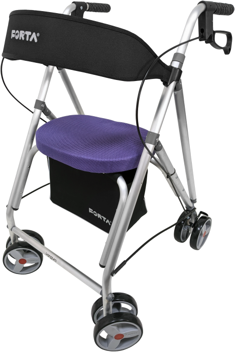 Rollator de aluminio ligero con asiento regulable y respaldo