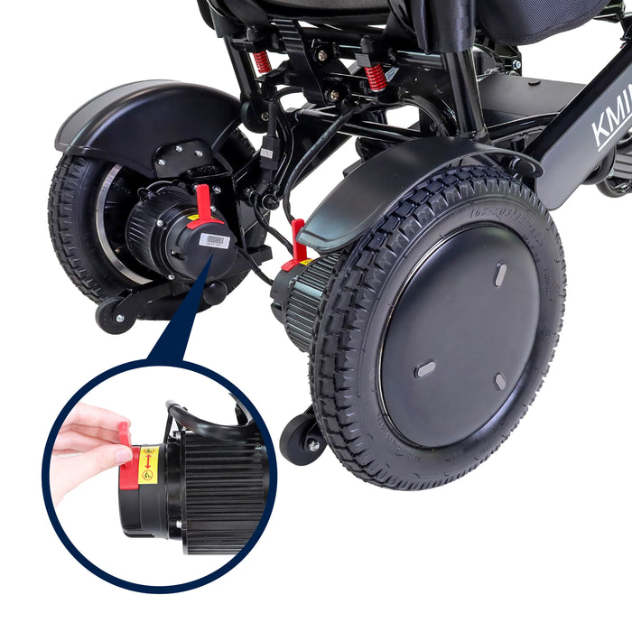 Silla de ruedas eléctrica K10074 plegable y ligera de 25kg con motores de 350W