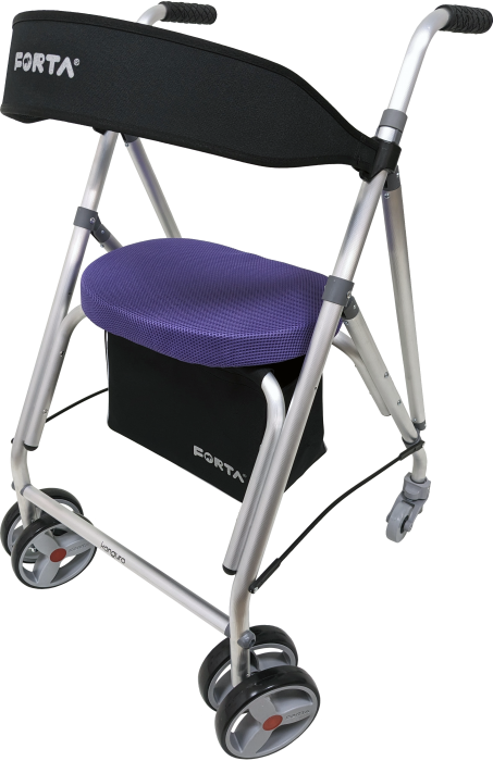 Rollator plegable con respaldo acolchado con freno por presión Kanguro con cesta incluida