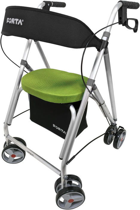 Rollator de aluminio ligero con asiento regulable y respaldo