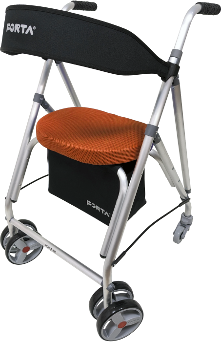 Rollator plegable con respaldo acolchado con freno por presión Kanguro con cesta incluida