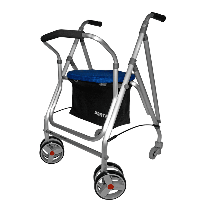 Rollator plegable con respaldo acolchado con freno por presión Kanguro con cesta incluida