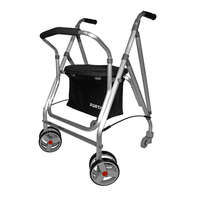 Rollator plegable con respaldo acolchado con freno por presión Kanguro con cesta incluida