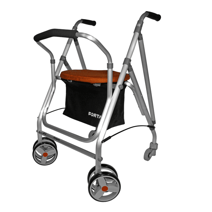 Rollator plegable con respaldo acolchado con freno por presión Kanguro con cesta incluida