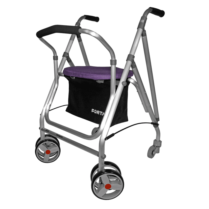 Rollator plegable con respaldo acolchado con freno por presión Kanguro con cesta incluida