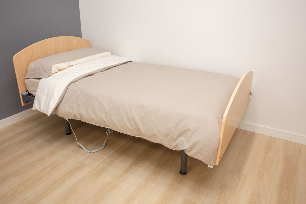 Cama articulada eléctrica de somier 105cm y colchón viscoelástico + cabecero + piecero + patas niveladoras + barandillas plegables