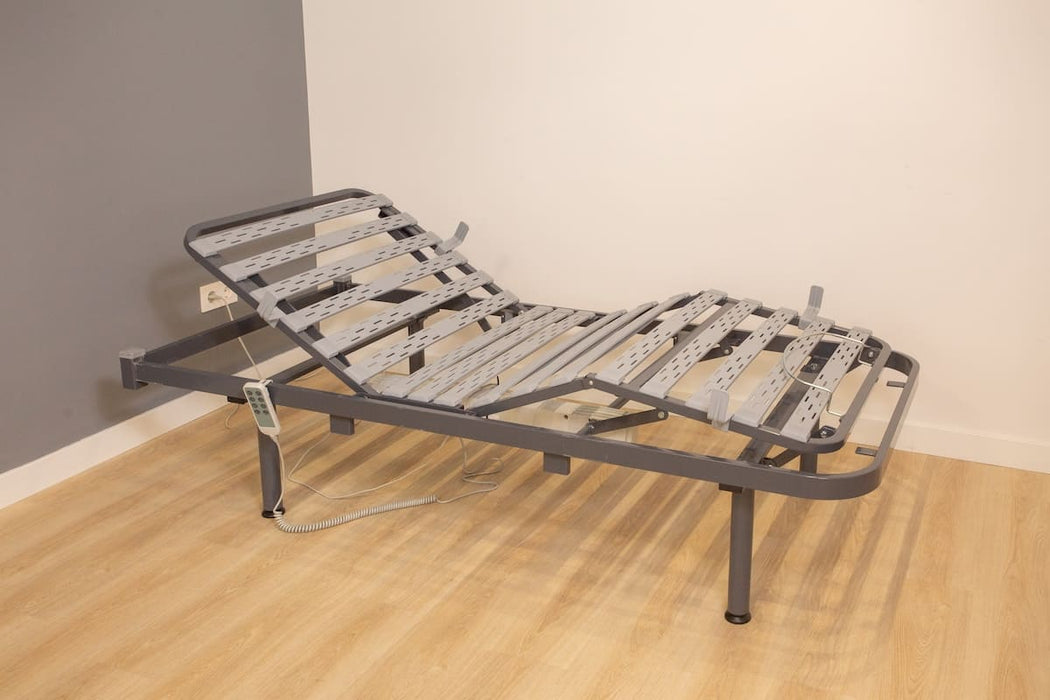 Cama articulada eléctrica de somier 90cm + colchón + cabecero + piecero + patas niveladoras + barandillas