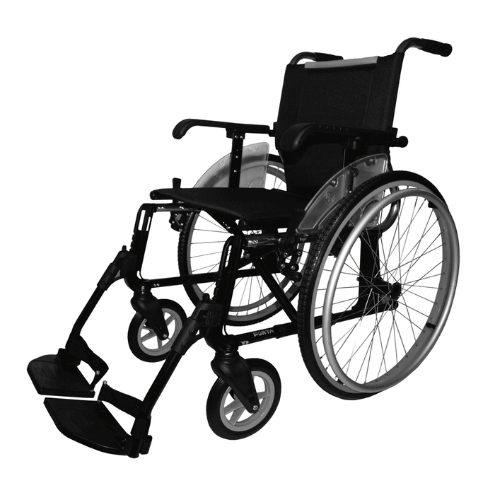 Silla de ruedas Line manual auto propulsable de aluminio con reposapiés extraibles y regulables