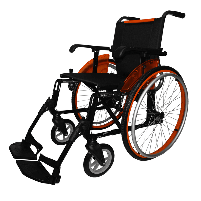 Silla de ruedas Line manual auto propulsable de aluminio con reposapiés extraibles y regulables