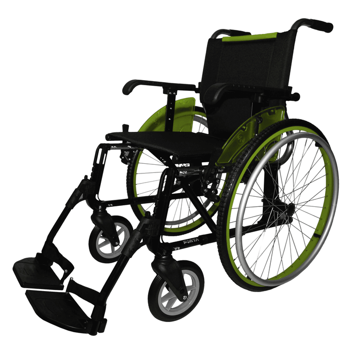 Silla de ruedas Line manual auto propulsable de aluminio con reposapiés extraibles y regulables