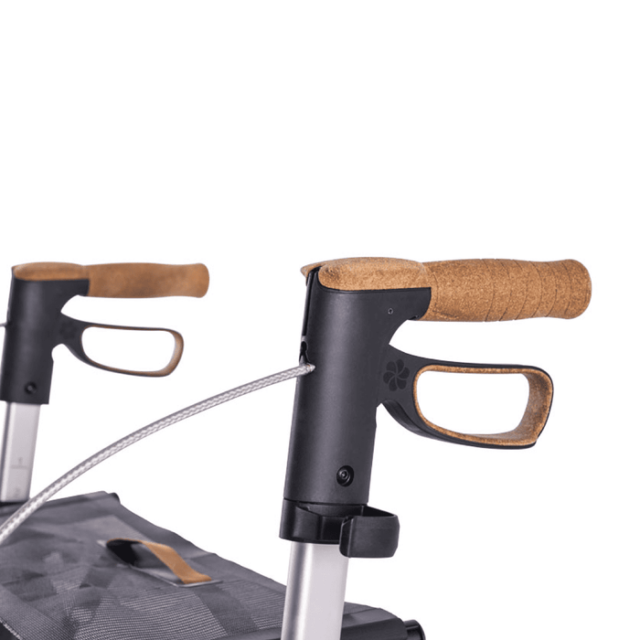 Rollator de Carbono Saljol Ultraligero – Andador Premium con Frenos Ajustables, Ruedas de 25 cm, Bolsa Extraíble y Reflectores – Tallas M y L – Hasta 150 kg
