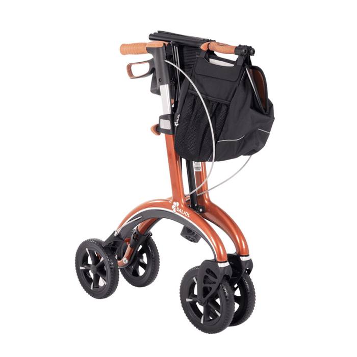 Rollator de Carbono Saljol Ultraligero – Andador Premium con Frenos Ajustables, Ruedas de 25 cm, Bolsa Extraíble y Reflectores – Tallas M y L – Hasta 150 kg