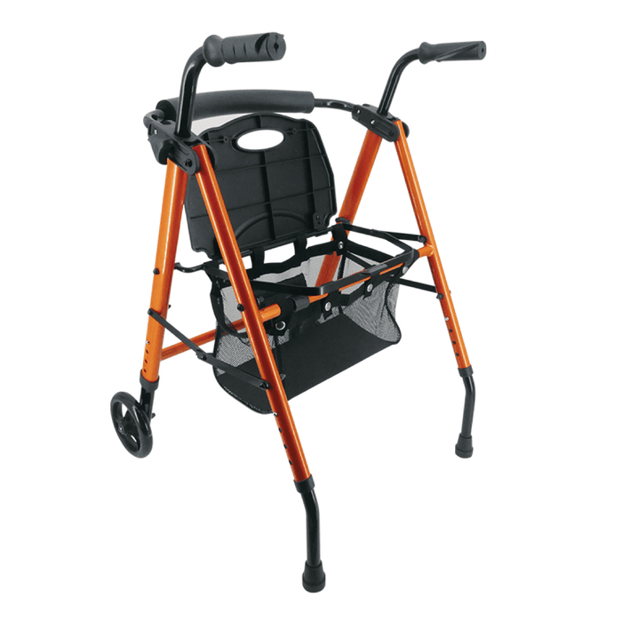 Andador Neo Classic de tubo ovalado con ruedas delanteras y asiento grande