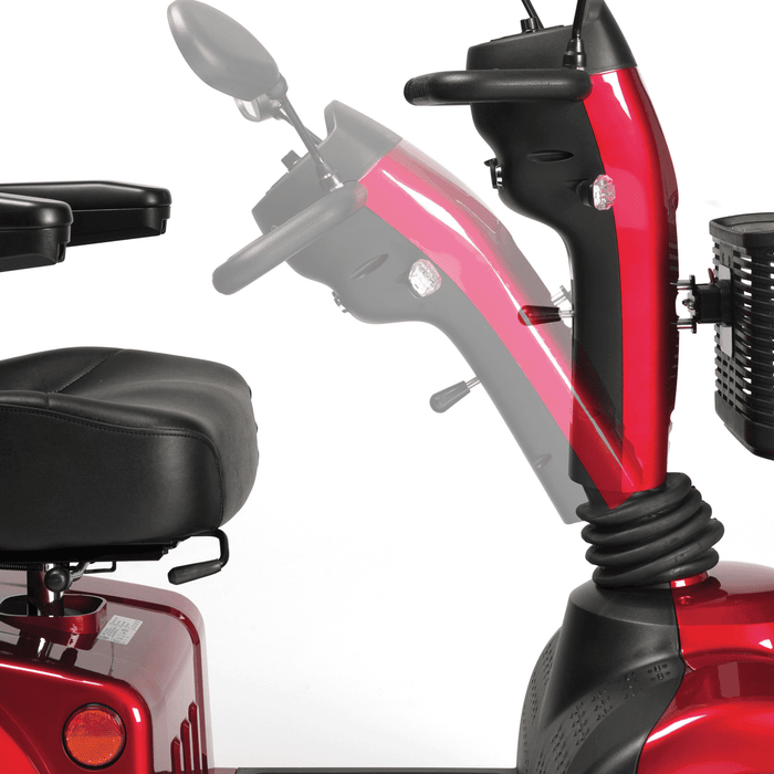 Scooter eléctrica con asiento ajustable giratorio y reposa cabezas
