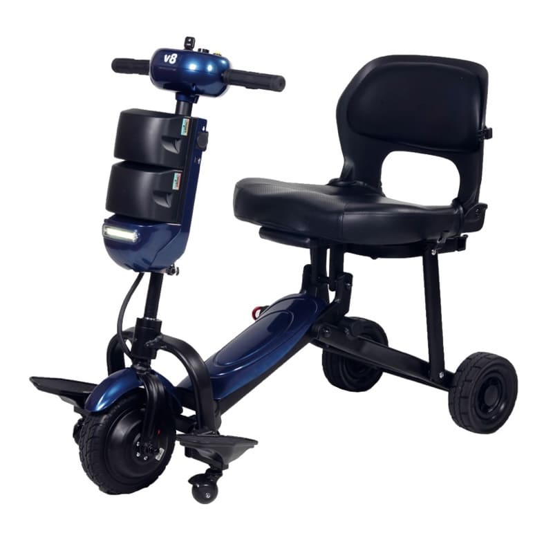 Scooter eléctrica plegable con 2 ruedas de apoyo delanteras y ligero de 17kg