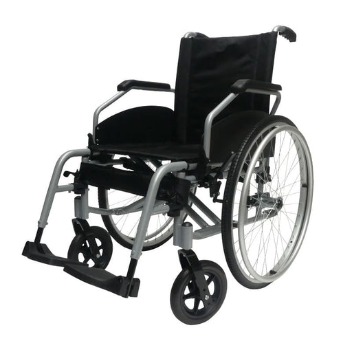 Silla de ruedas robusta con reposabrazos abatibles y ruedas de 24" con eje desmontable rápido