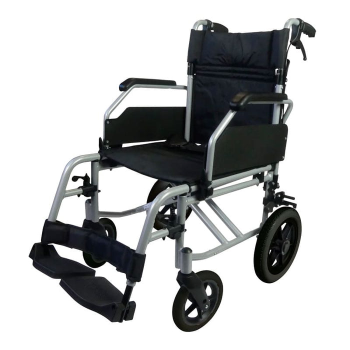 Silla de ruedas plegable de transferencia con apoyabrazos ideal para hogar