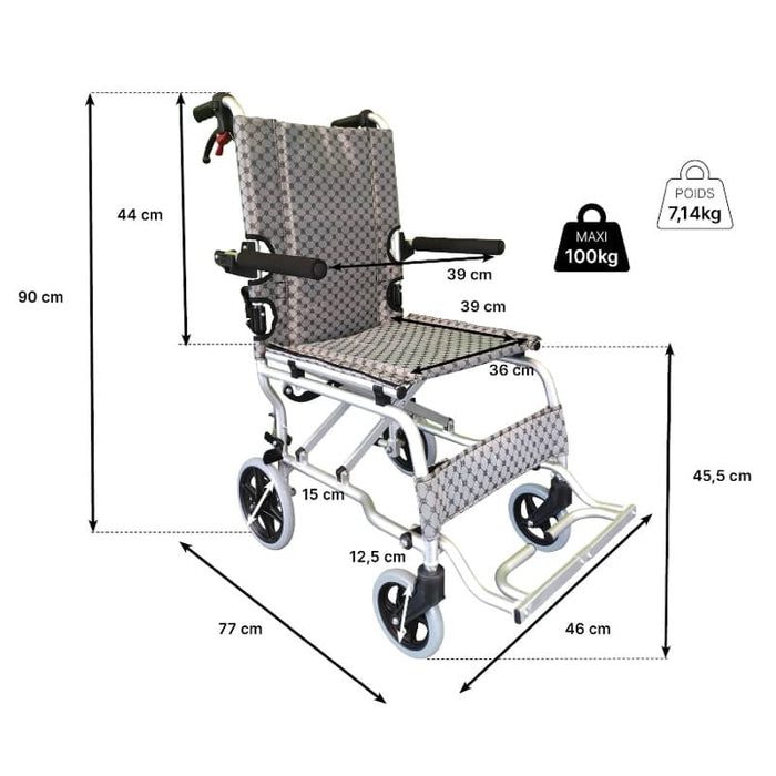 Silla de transferencia Air plegable con freno de acompañante para entornos abiertos