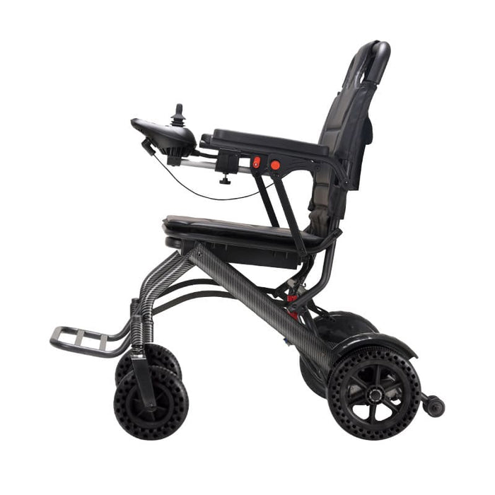 Silla eléctrica ligera con joystick para usuario o acompañante con ruedas antivuelco