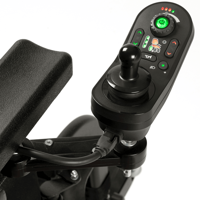 Silla de ruedas eléctrica tracción trasera con respaldo reclinable fácil de transportar
